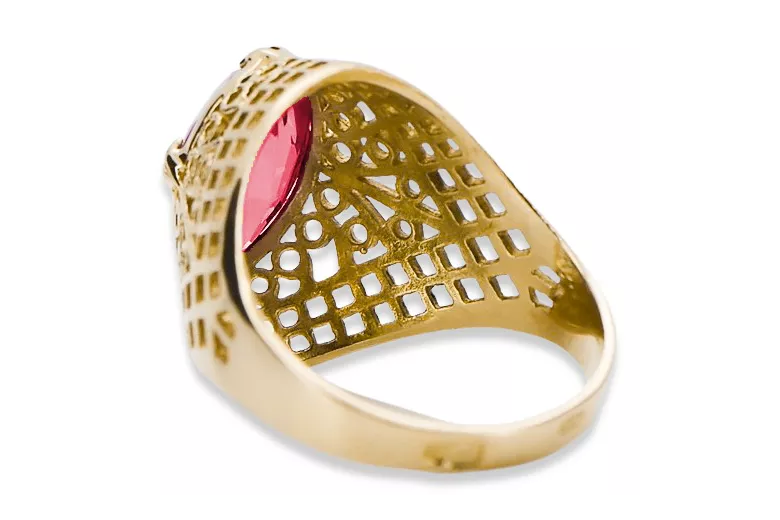 الروبين 14 كارت من الذهب الأصفر خاتم حرف يدوية فينتاج vrc030y